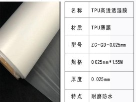 贊晨TPU防水透濕膜高透型號(hào)ZC-GD-0.025大卷膜熱熔膠